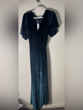 Baltic Born Velvet Wrap Maxi Dress in Teal size L